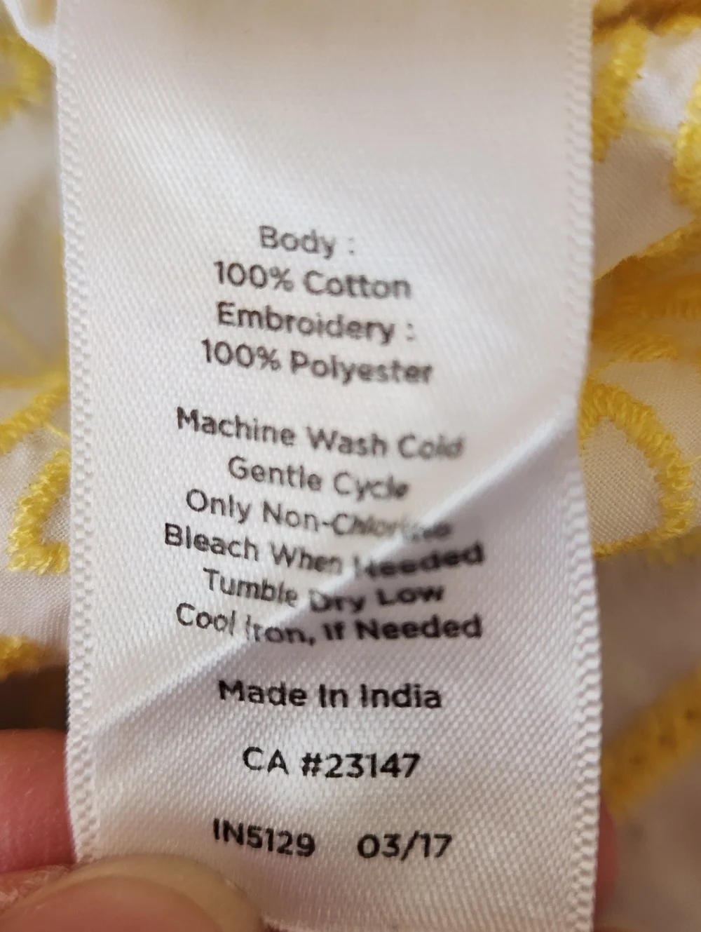 Talbots White Off-Shoulder Top with Yellow Embroidery SP